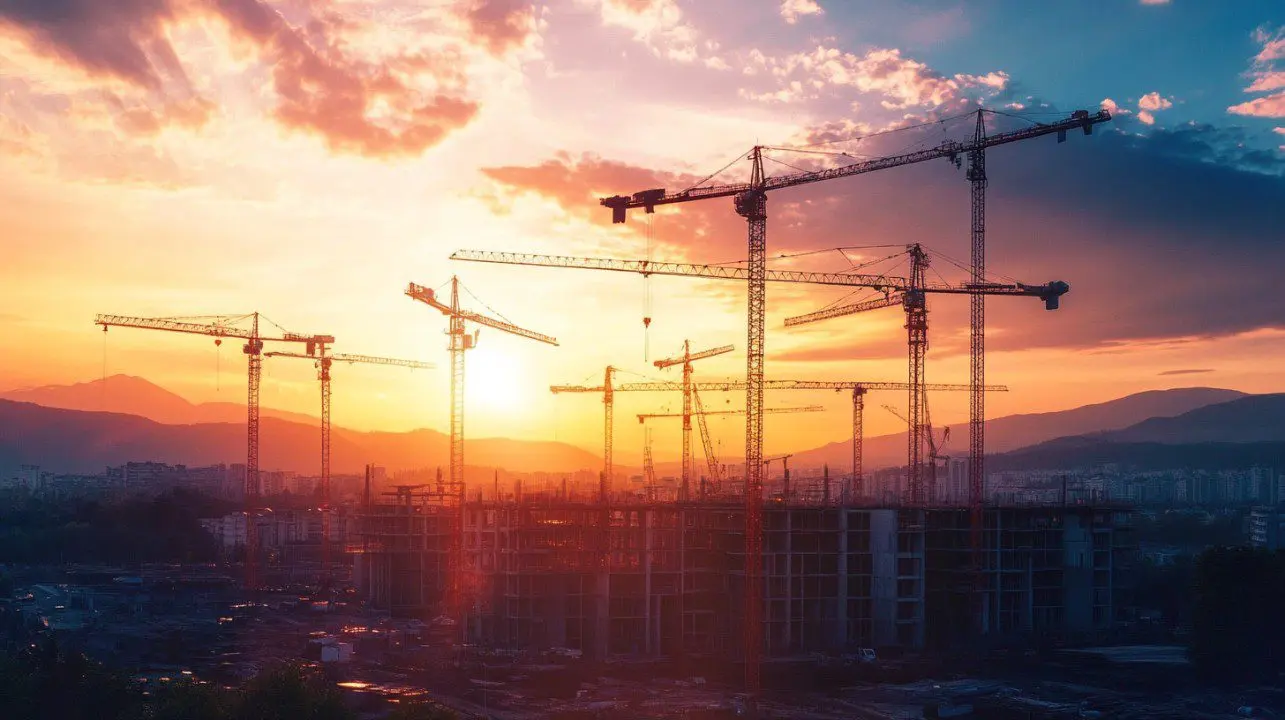 construction-site-cranes-sunset